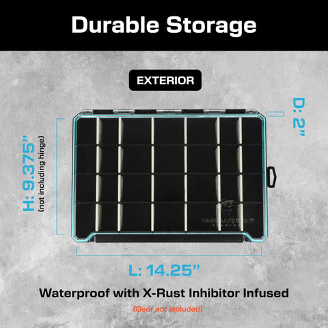 BallistiX 3.7 Tackle Tray Waterproof Lure Box with Clear Polycarbonate Lid anti rust removable dividers corrosion resistant