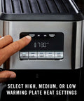Display panel of Programmable Coffee Maker With Glass Carafe, 14 Cup Capacity, Stainless Steel Finish, showing auto brew timer.