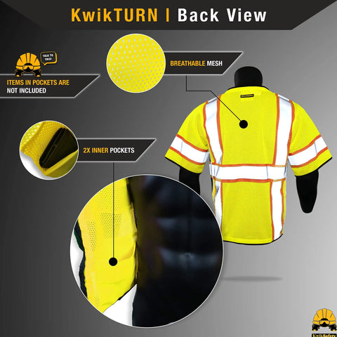 Back view of Executive High Visibility Safety Vest With 10 Pockets For Men, Class 3 ANSI OSHA Reflective Mesh, highlighting features.