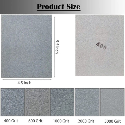 10 Piece Softback Sanding Sponge Set With 400 600 1000 2000 3000 Grits showing product dimensions 4.5 x 5.5 inches and grit variety