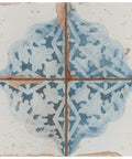 Azul Decor Artisan 13 By 13 Ceramic Tile For Floor And Wall, glazed low sheen finish, showing blue floral pattern detail.