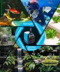 Ultra Quiet 800 GPH Submersible Water Pump With Adjustable Flow Easy Install 10 Ft Lift 6 Ft Power Cord 3 Nozzles in use