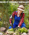 Gardener installing Low Voltage LED Landscape Lighting Kit With Transformer 5W 24V Outdoor Spotlight in garden.