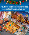 Ultimate Holiday Advent Calendar Set For 2026 Featuring Twenty Four Sweet Mini Surprises And Rad Brick Pieces Designed For Kids Five Plus delivering imaginative play with fold-out Santa's workshop scene.