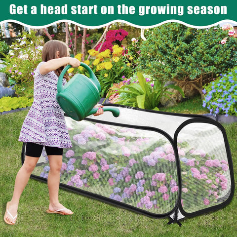 Two Pack Raised Bed Garden Covers 45 Inches Long 22 Inches Wide 16 Inches High Greenhouse Style Freeze Protection for Seedlings Fruits and Vegetables Rows Includes Stakes