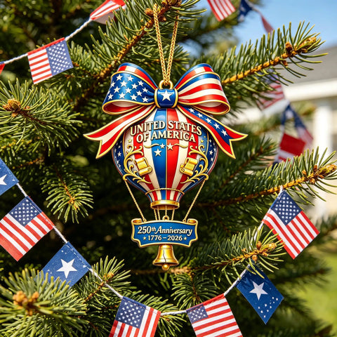 250th Anniversary Acrylic Ornament With American Flag Stars And Stripes Design For Semiquincentennial Celebration 1776 2026