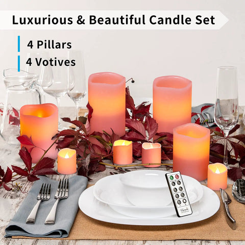LED Flameless Candles With Remote Battery Operated 8 Pack Real Wax Look Pillar Candles For Tables And Events Cozy Dope Mood Lighting