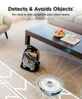 Matrix Clean Robot Vacuum With Serious Suction For Pet Hair On Carpets And Hard Floors Self Empty Base 60 Day Dust Capacity Voice Control LiDAR Navigation And Smart Mapping For Effortless Home Cleaning navigating around furniture