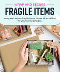 Brown Kraft Packing Paper Roll 18 Inch By 1200 Inch USA Made For Moving And Shipping Arts And Crafts Projects Vision Boards School Notes And Creative Relocation Solutions with hands wrapping fragile items.