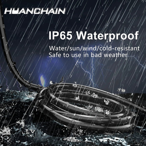 Image of 50 Ft Heavy Duty Outdoor Indoor Extension Cord 16 Gauge SJTW Waterproof 3 Prong Grounded 125V 13A in rain storm.