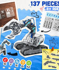 Hydraulic Robot Arm Science Kit for Kids 8 To 12 137 Pcs STEM Toy No Batteries Needed Hands On Engineering Crane Construction Vehicle Gift Idea Great Gift For Curious Builders And Future Engineers packaging and components overview