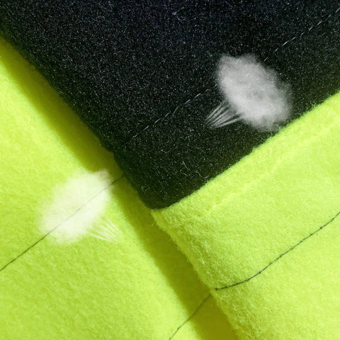 Close-up of High Visibility Class 3 Zip Up Hoodie Sweatshirt for Men with Reflective Stripes showing stain-resistant fabric detail