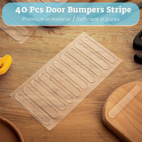Clear Stick-On Cabinet Door Bumpers Pack Of 40 For Quiet Closings on wooden table