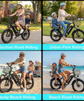Two Seater Fat Tire Ebike With Front Basket And Rear Seat, 1000W Peak Power, 48V 13Ah Battery, city commute in various environments