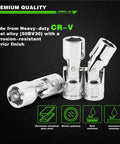 One Quarter Inch Drive Universal Joint Socket Set With Swivel Heads Six Point SAE Three Sixteenths To Nine Sixteenths Inch And Metric Five To Fifteen Millimeter CR-V Steel Flex Sockets For Easy Access In Tight Spaces, CR-V mirror-polished universal joint sockets
