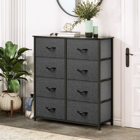 Roomy 8-Drawer Fabric Dresser For Bedroom Closet Dorm And Living Room, Tall Chest Of Drawers With Foldable Fabric Drawers