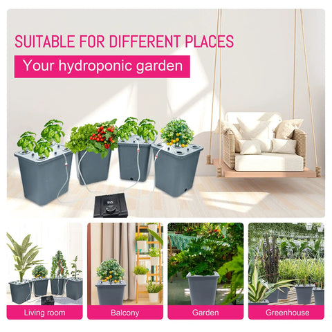 4 Bucket Hydroponics Kit With Air Pump And Germination Tray, ideal for indoor plant growing in various settings