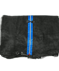 Top Shelf 14 Foot Trampoline Enclosure Net With Universal Replacement Safety Mesh, black PE mesh with blue zipper detail.
