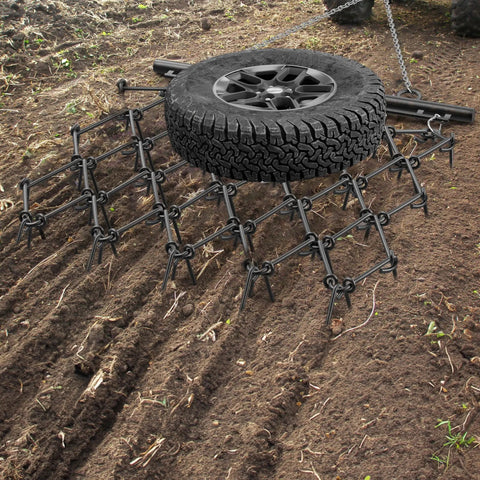 Heavy Duty ATV Chain Drag Harrow 4 Foot Wide By 4 Foot Long With One Half Inch Tines used on soil