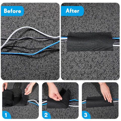 4 Inch By 30 Feet Floor Cord Cover For Carpet Black Cable Protector And Wire Management installation process