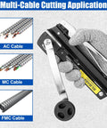 Heavy Duty Electrical Wire Cable Cutter Ninja Slice Armor Bx Mc Ac Greenfield With Rock Solid Hss Blades cuts AC, MC, and FMC cables.