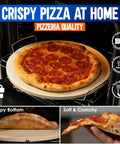 16 Inch Pizza Stone For Oven And Grill With Handles Round Five Eighth Inch Thick Cordierite Baking Stone For Crispy Grill Ready Chef Grade Crust Heat Resistant Up To 1800F Includes Stainless Rack And Plastic Scraper Tool with pizza.