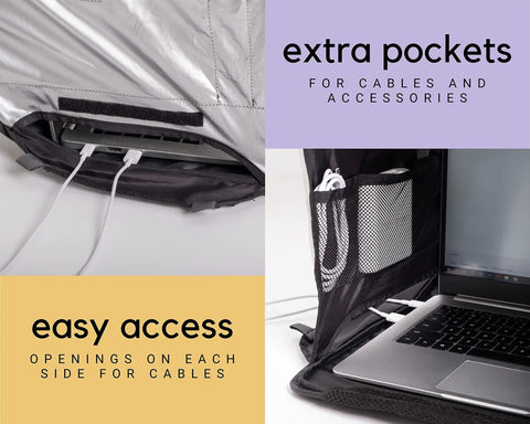 Outdoor Laptop Sun Shade For Working Anywhere Glare Blocker And Heat Reflective Hood Waterproof Foldable Privacy Screen with cable pockets