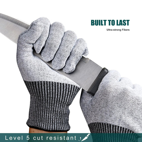Badass Heavy Duty Hidden Door Hinge Built Like A Tank From 304 Stainless Steel Featuring Smooth Swinging Pivot Action And Seamless Bookcase Installations With Massive 573 Pound Load Rating, detailed view of gloves holding a knife.