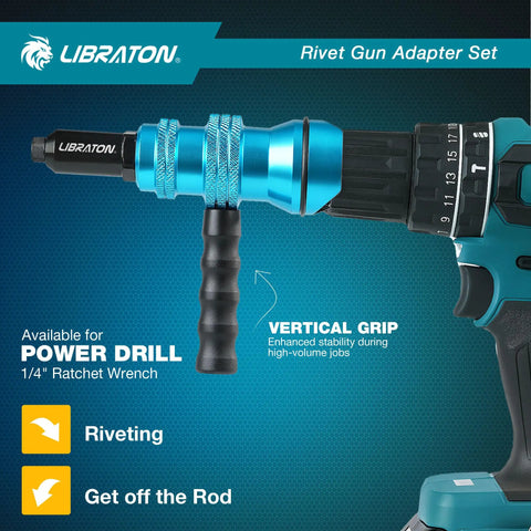 Drill To Rivet Gun Adapter For Electric Drill Turn Your Drill Into A Pop Riveter With A Grip And Vertical Handle No Pneumatic Tool Needed DIY Friendly