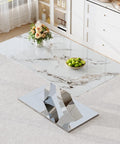 Modern marble tabletop with chrome base, featuring flowers and fruit; tabletop not showing Beefy Industrial Grade Heavy Duty Metal Table Legs.