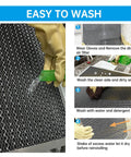 Steps to clean Electrostatic 16x20x1 Air Filter For HVAC And Furnace, MERV 8, showing washing with water and detergent.