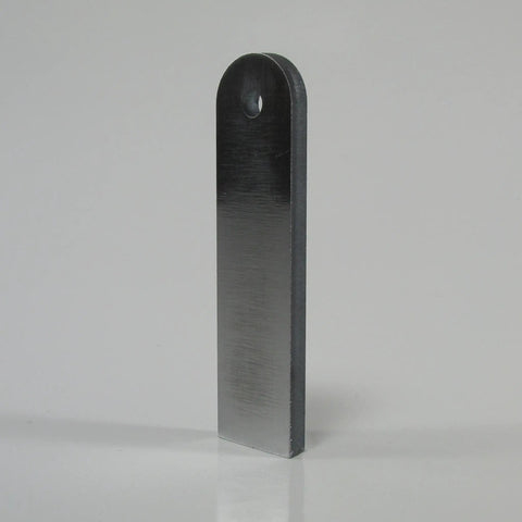 Garage Tested Weld On Threaded Mounting Tabs Featuring 3/8-16 Threads Cut From Solid Quarter Inch Mild Steel Built For Hot Rod Chopper Bobber And Cafe Racer Builds Sold As A Pair Ready To Roll Made In Usa, showing a close-up view of one tab.