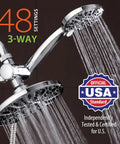 7 Inch Premium High Pressure 3 Way Rain Shower Combo With Lux Rainfall Head And Dope 6 Setting Handheld Shower Chrome Finish