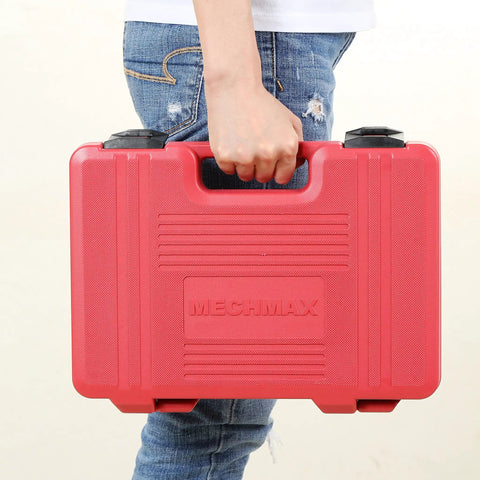 Heavy Duty 14 Piece Deep Impact Socket Set case being carried by person, 1/2 Inch Drive, Metric Sizes 10mm To 32mm, Chrome Vanadium Steel