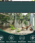 Chicken coop shaded by 80 Percent Sun Shade Cloth With Grommets For Pergola And Patio Cover, Breathable Mesh Shade Tarp For Garden.