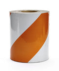 Ultimate Reflective Barricade Tape For Worksites Engineering Grade Type I ASTM Orange White Stripe 8 In By 50 Yd Adhesive Backed