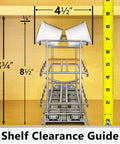 Slide Out Coffee Pod Holder And K Cup Organizer For Narrow Cabinets, chrome rack with dimensions for shelf clearance