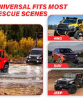 3/8 Inch Synthetic Winch Rope Kit 92 Foot With 27000 Lbs Strength Protective Sleeve Heavy Duty Hook And Safety Pull Strap For Off Road 4x4 Vehicles For All Off Road Adventures on 4WD, SUV and Jeep recovery scenes