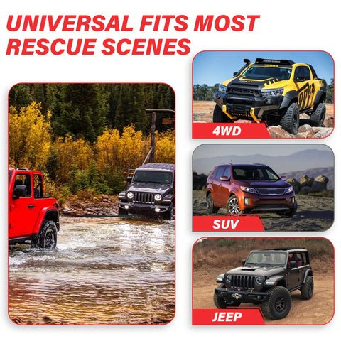 3/8 Inch Synthetic Winch Rope Kit 92 Foot With 27000 Lbs Strength Protective Sleeve Heavy Duty Hook And Safety Pull Strap For Off Road 4x4 Vehicles For All Off Road Adventures on 4WD, SUV and Jeep recovery scenes