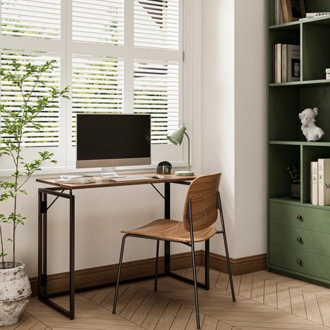 Grab-And-Go Foldable Desk With A 31.5 Inch Wood Top No Tools Needed No Assembly Required Compact Home Office Desk In Small Space