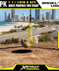 Six Pack 1x8 Lift Sling Straps With Wear Guard Ends, Heavy Duty Polyester Web Slings lifting a large rock