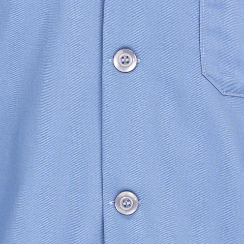 Close-up of buttons on Flame Resistant Lab Coat For Industrial Work Light Blue Medium Size Arc Rated 7.7 Cal Per Cm2 NFPA 2112 Compliant