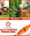 Orange Indoor Outdoor Extension Cord 18 Feet With 1 Outlet 3 Prong 16 Gauge Heavy Duty UL Approved Power Cable for tools