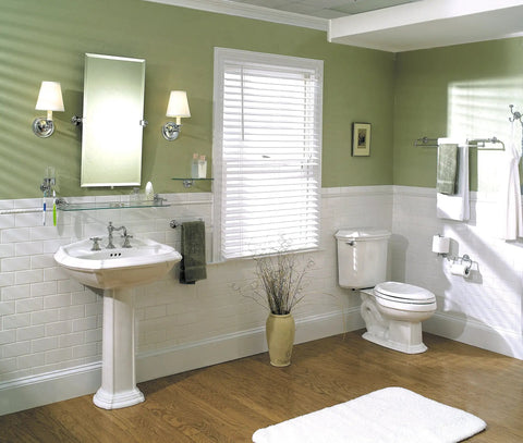 London Terrace Double Towel Bar 24 In Polished Nickel in small bathroom with solid brass construction and durable mounting hardware.