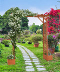 Wooden Garden Arbor With Planter Boxes And Wedding Arch For Outdoor Ceremony, Trellis For Climbing Plants, Easy Setup Pergola