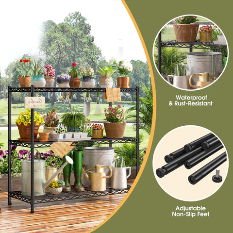 Hella Sturdy Three Tier Metal Shelving Rack Adjustable Heavy Duty Storage Unit Holds 468 Pounds Keep Your Spot Tidy Smart Organizer For Kitchen Pantry Laundry Garage Compact Corner
