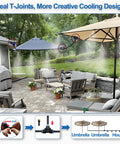 Outdoor Patio Misting Kit 50 Foot Hose Cooling System For Backyard Garden Greenhouse Deck Canopy Pool Porch Trampoline Party Accessories DIY Easy Cut To Fit No Fuss Easy Setup installed on patio