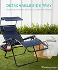 Zero Gravity Outdoor Folding Recliner Lounge Chair With Adjustable Canopy Shade Headrest And Side Tray on patio