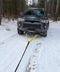 3 Inch Wide 8 Foot Tree Saver Strap With Loops Heavy Duty Winch And Recovery Tow Strap 30000 Lbs MBS pulling SUV in snow
