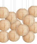12 Pack 8 Inch Burlap Paper Lanterns Round Chinese Lanterns For Farmhouse Boho Home Decor Classrooms Parties Birthdays And Ceremonial Events Rustic Charm Vibe